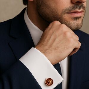 Vintage Cuff links Flex-let Quality goldtone round